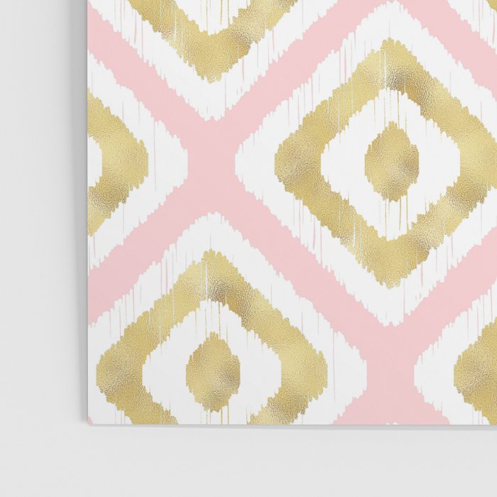 Pink & Gold Ikat Pattern Poster Gallery Image 3