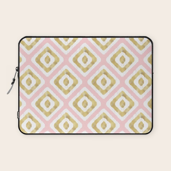 Pink & Gold Ikat Pattern Laptop Sleeve Gallery Image 1
