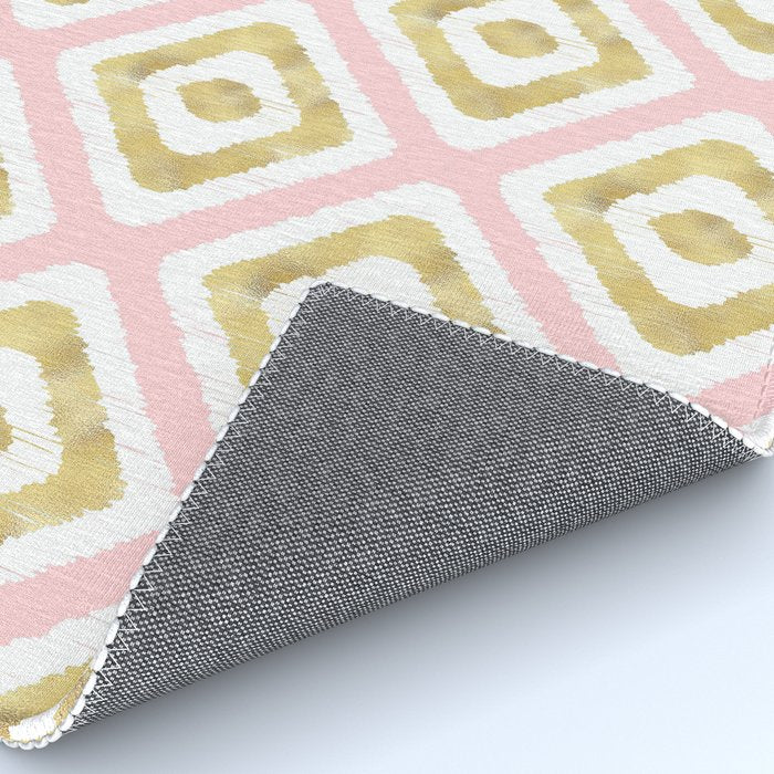 Pink & Gold Ikat Pattern Rug Gallery Image 4