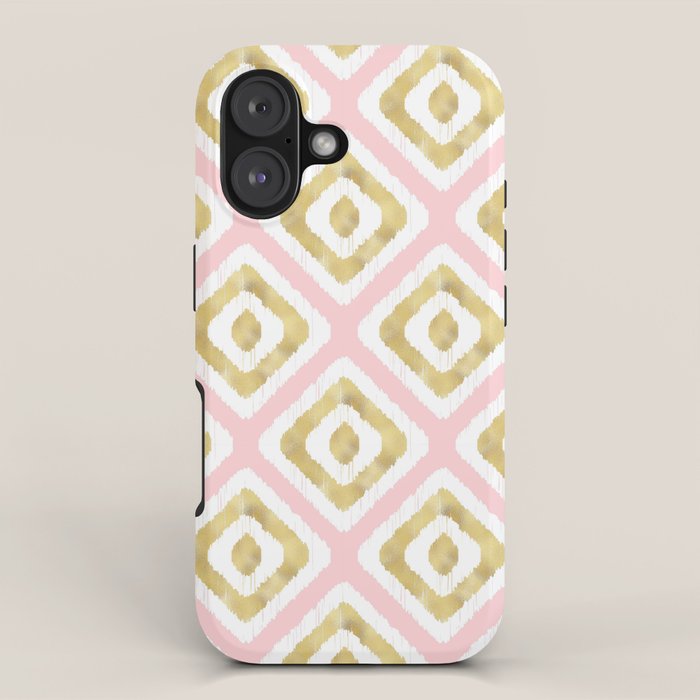 Pink & Gold Ikat Pattern iPhone Case Gallery Image 1