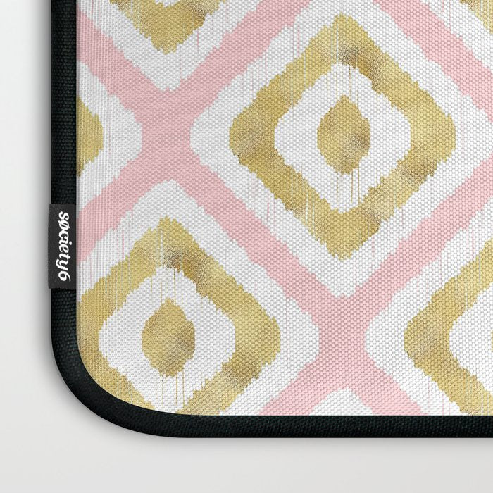 Pink & Gold Ikat Pattern Laptop Sleeve Gallery Image 3