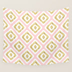 Pink & Gold Ikat Pattern Wall Tapestry Gallery Image 4