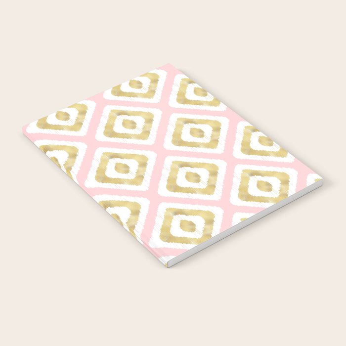 Pink & Gold Ikat Pattern Notebook Gallery Image 1