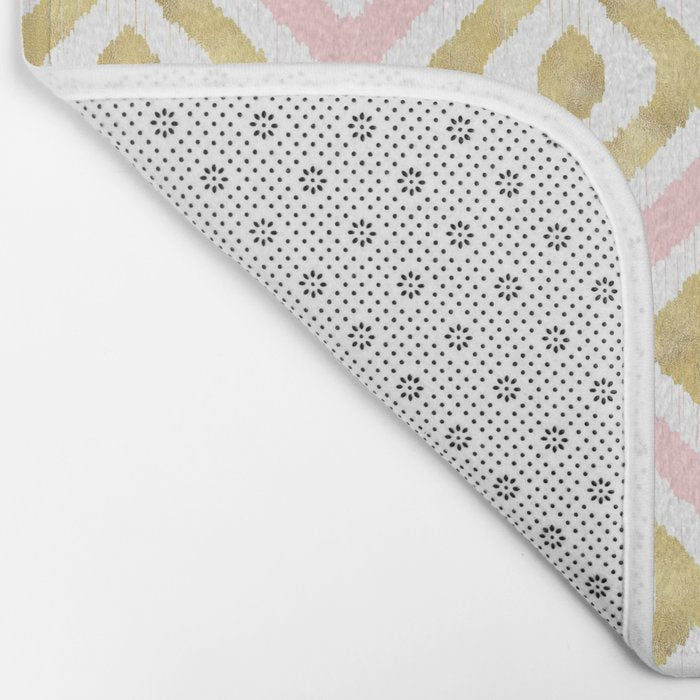 Pink & Gold Ikat Pattern Bath Mat Gallery Image 2
