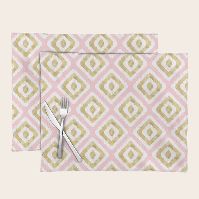Pink & Gold Ikat Pattern Placemat Gallery Image 1
