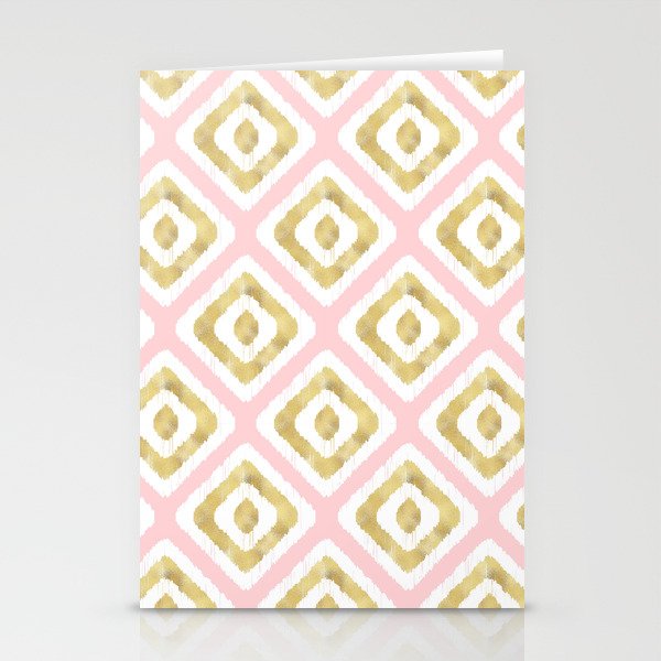 Pink & Gold Ikat Pattern Stationery Card Gallery Image 2