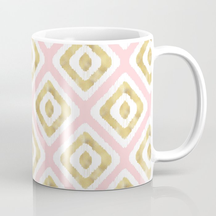 Pink & Gold Ikat Pattern Coffee Mug Gallery Image 1