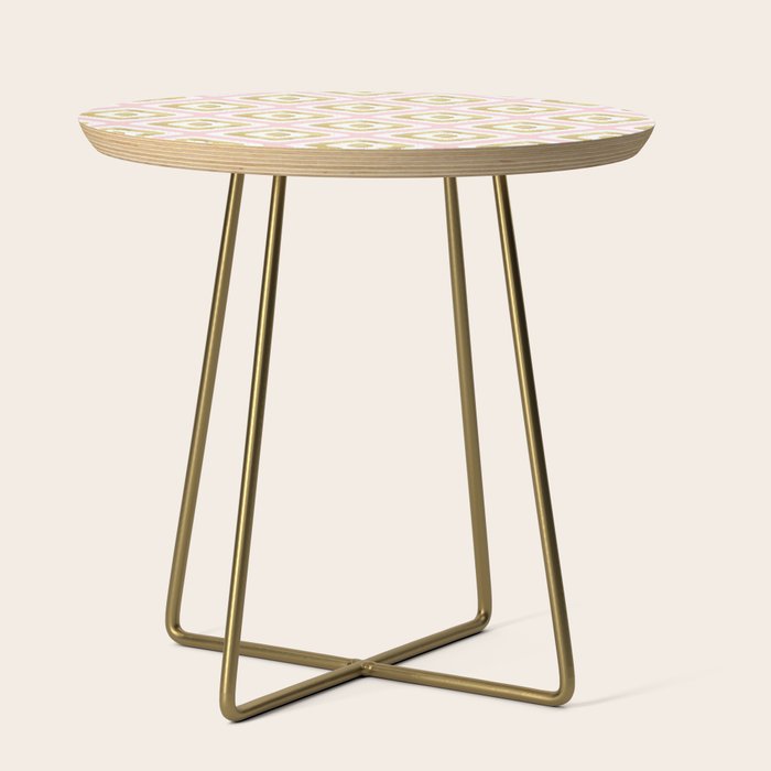 Pink & Gold Ikat Pattern Side Table Gallery Image 1
