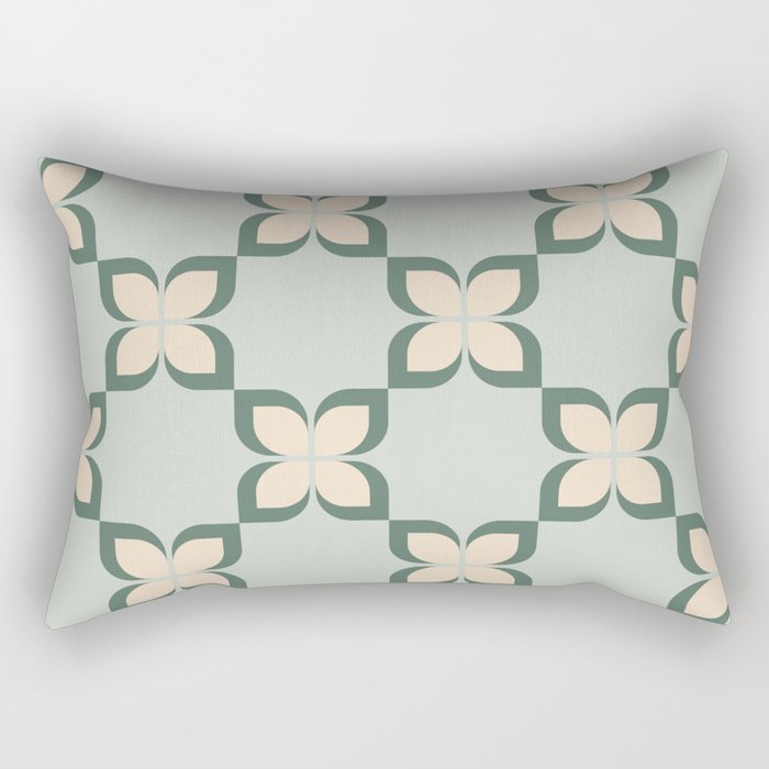 Flower check blue green Rectangular Pillow Gallery Image 2
