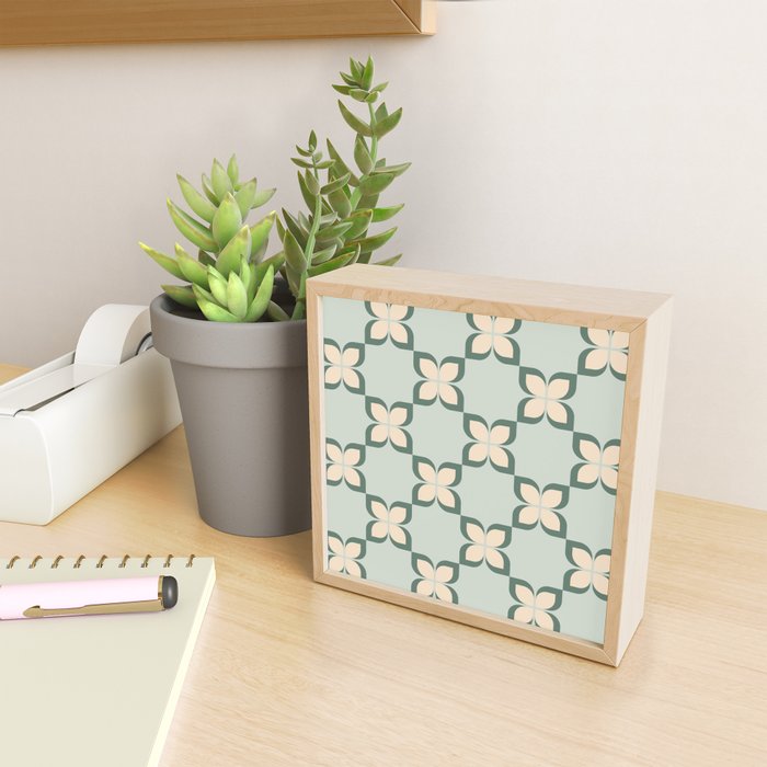 Flower check blue green Mini Art Print Gallery Image 2