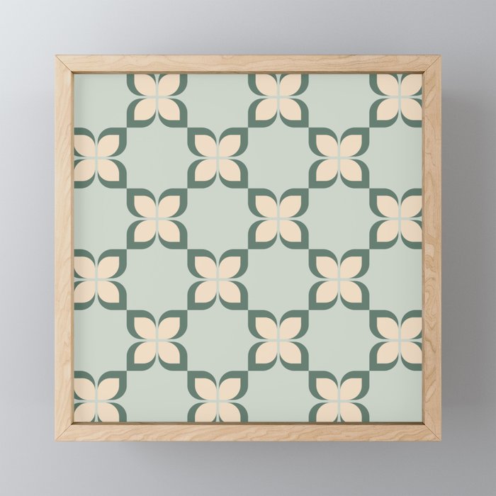 Flower check blue green Mini Art Print Gallery Image 1