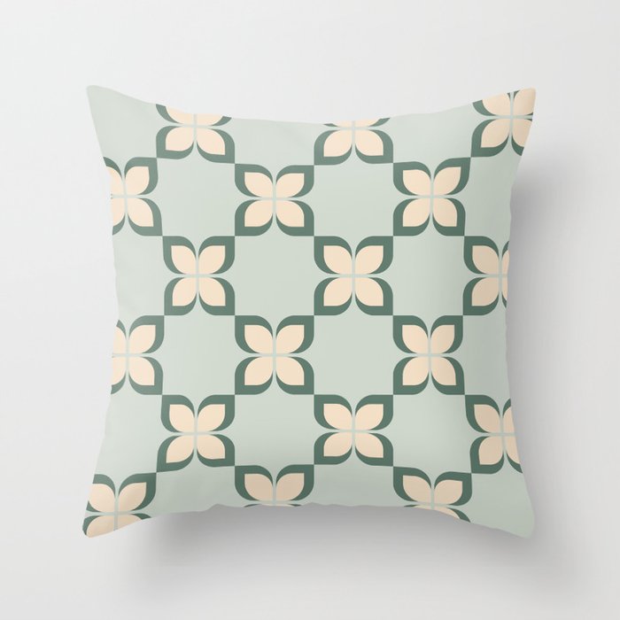 Flower check blue green Throw Pillow Gallery Image 6