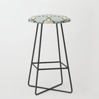 Flower check blue green Stool Gallery Image 1