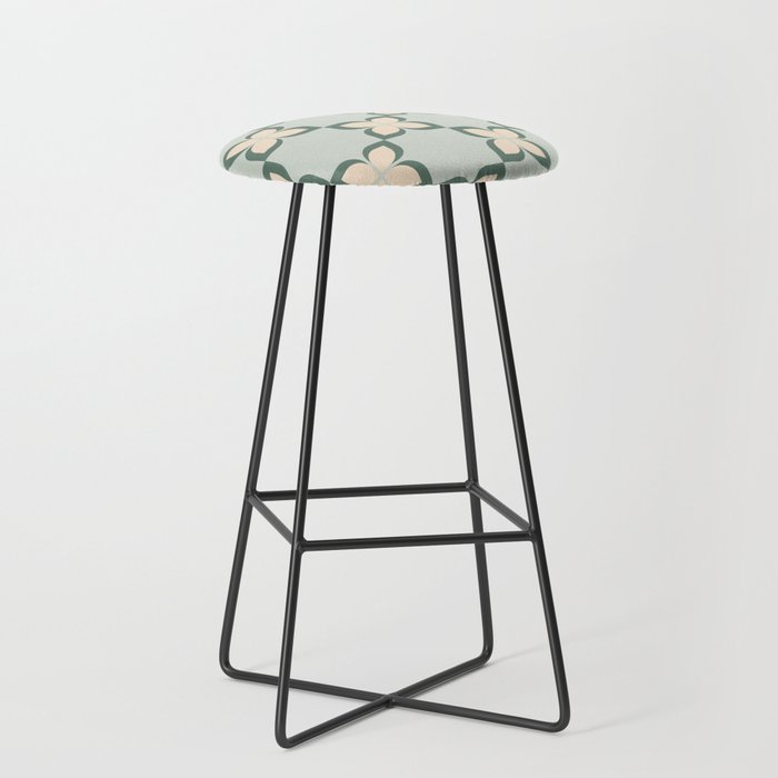Flower check blue green Stool Gallery Image 1