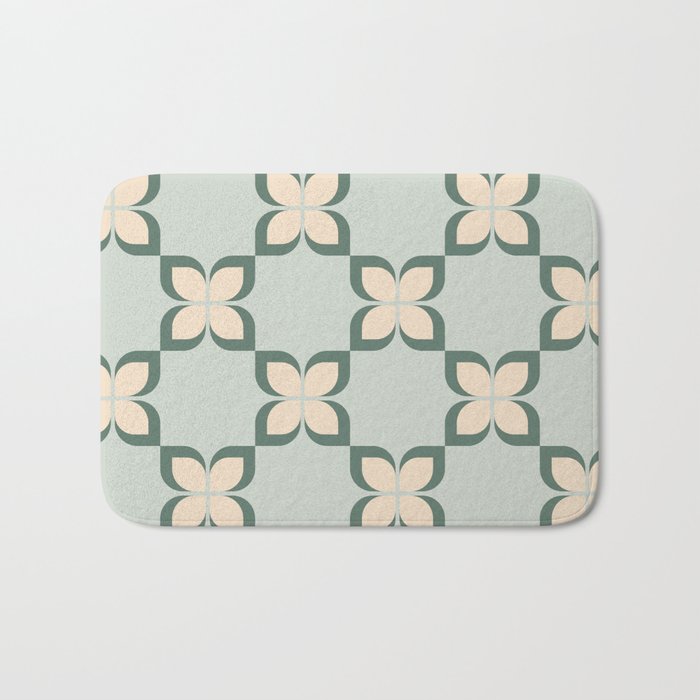 Flower check blue green Bath Mat Gallery Image 1