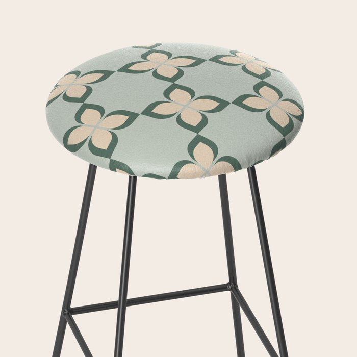 Flower check blue green Stool Gallery Image 2