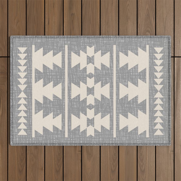 Southwestern Pattern 131 Gray and Beige Outdoor Rug Gallery Image 1