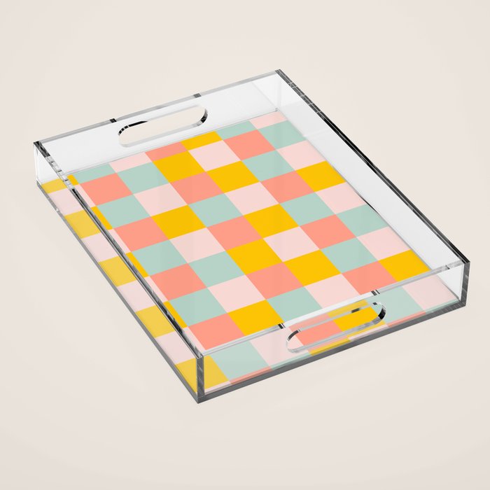 Retro Funky Checks Acrylic Tray Gallery Image 1