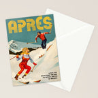 "Apres" Retro Pinup Ski Art Stationery Card Gallery Image 2