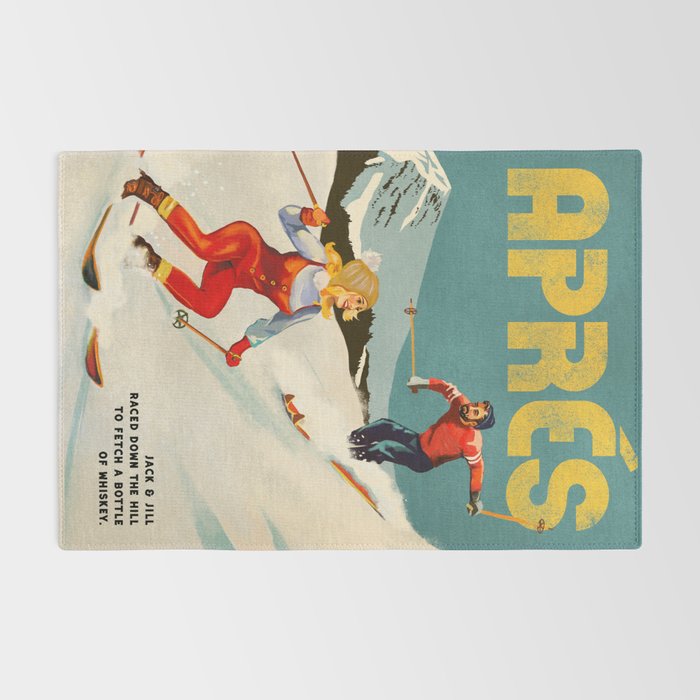 "Apres" Retro Pinup Ski Art Rug Gallery Image 2