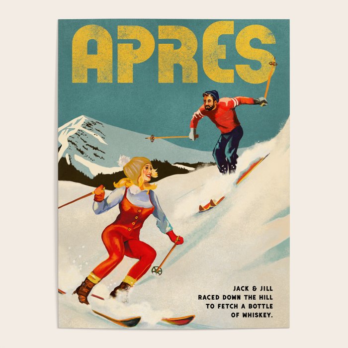 "Apres" Retro Pinup Ski Art Poster Gallery Image 4