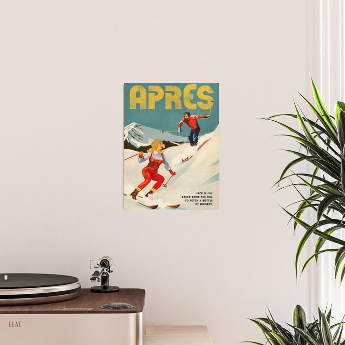 "Apres" Retro Pinup Ski Art Poster Gallery Image 2