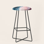 Pastel Plum, Deep Blue, Blush and Gold Abstract Painting Stool Gallery Image 1