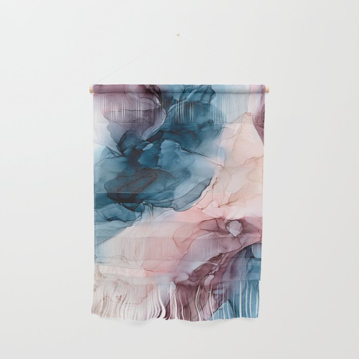 Pastel Plum, Deep Blue, Blush and Gold Abstract Painting Wall Hanging Gallery Image 1