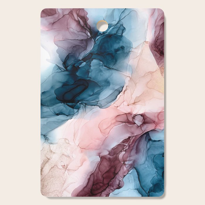Pastel Plum, Deep Blue, Blush and Gold Abstract Painting Cutting Board Gallery Image 1