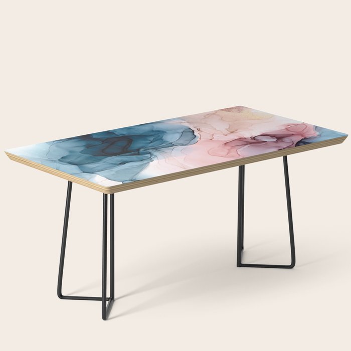 Pastel Plum, Deep Blue, Blush and Gold Abstract Painting Coffee Table Gallery Image 1