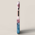 Pastel Plum, Deep Blue, Blush and Gold Abstract Painting iPhone Case Gallery Image 2