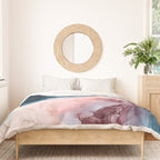 Pastel Plum, Deep Blue, Blush and Gold Abstract Painting Duvet Cover Gallery Image 3