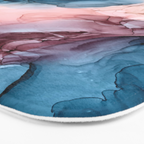 Pastel Plum, Deep Blue, Blush and Gold Abstract Painting Bath Mat Gallery Image 3