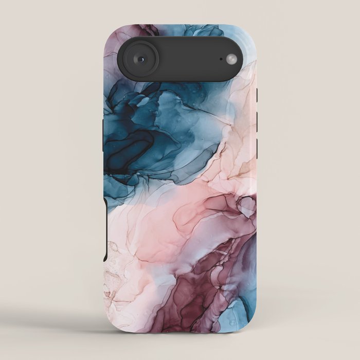 Pastel Plum, Deep Blue, Blush and Gold Abstract Painting iPhone Case Gallery Image 2