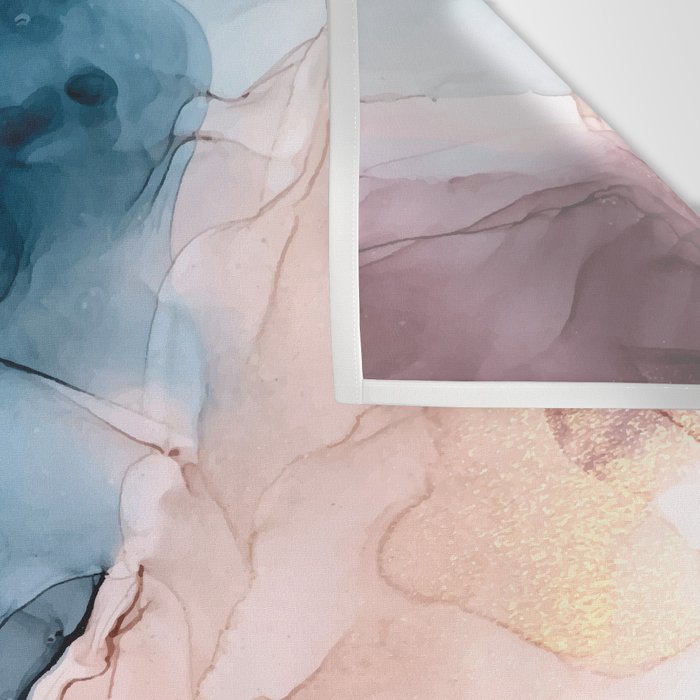 Pastel Plum, Deep Blue, Blush and Gold Abstract Painting Wall Tapestry Gallery Image 3