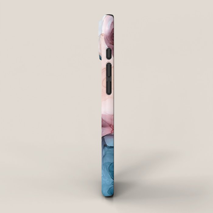 Pastel Plum, Deep Blue, Blush and Gold Abstract Painting iPhone Case Gallery Image 2