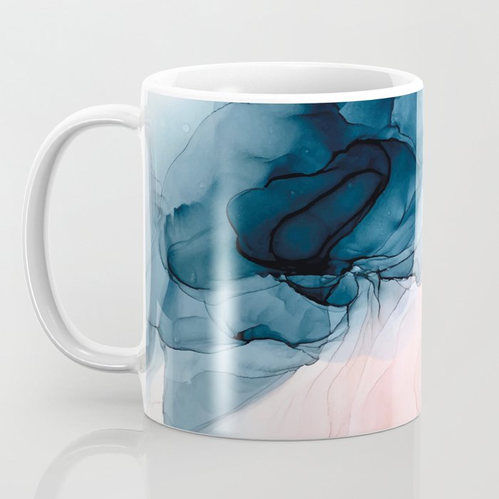Pastel Plum, Deep Blue, Blush and Gold Abstract Painting Coffee Mug Gallery Image 3