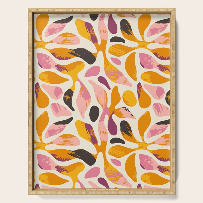 Abstract colorful flower art pattern Serving Tray Gallery Image 1