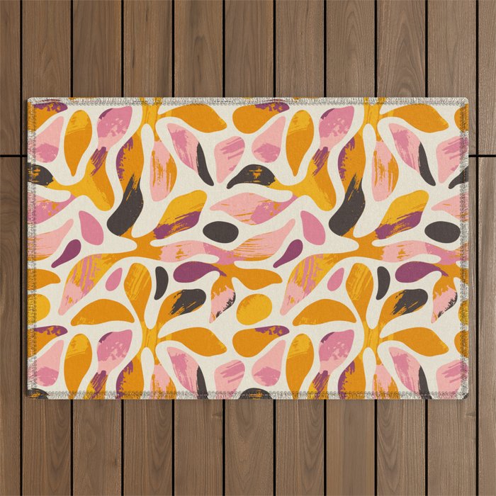 Abstract colorful flower art pattern Outdoor Rug Gallery Image 1