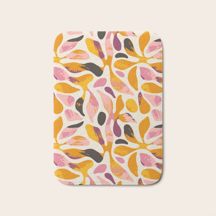 Abstract colorful flower art pattern Bath Mat Gallery Image 1