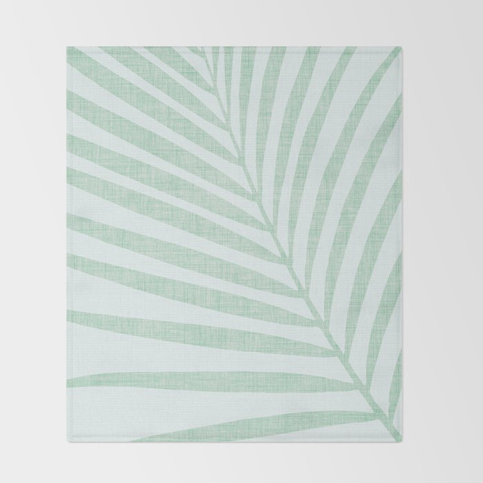 Mint Green Minimal Palm Silhouette Throw Blanket Gallery Image 2