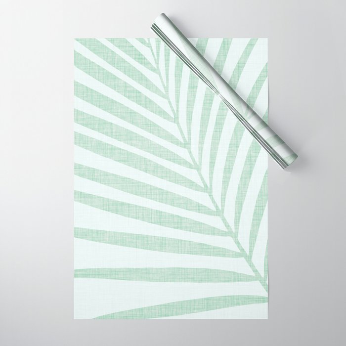 Mint Green Minimal Palm Silhouette Wrapping Paper Gallery Image 1
