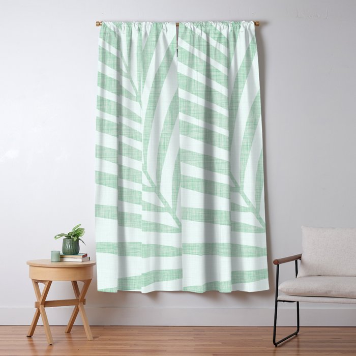 Mint Green Minimal Palm Silhouette Window Curtain Gallery Image 1