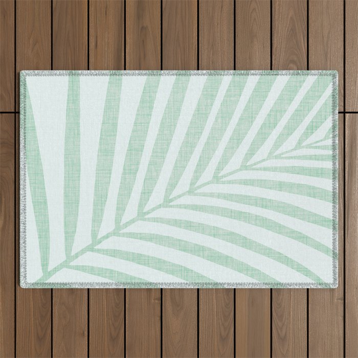 Mint Green Minimal Palm Silhouette Outdoor Rug Gallery Image 1