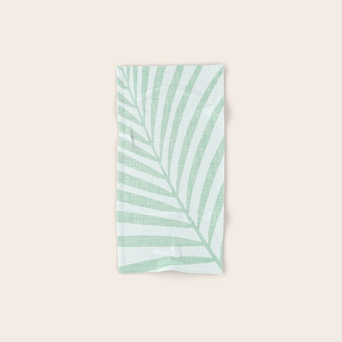 Mint Green Minimal Palm Silhouette Bath Towel Gallery Image 1