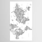 Grayscale watercolor world map with cities Tablecloth Gallery Image 2