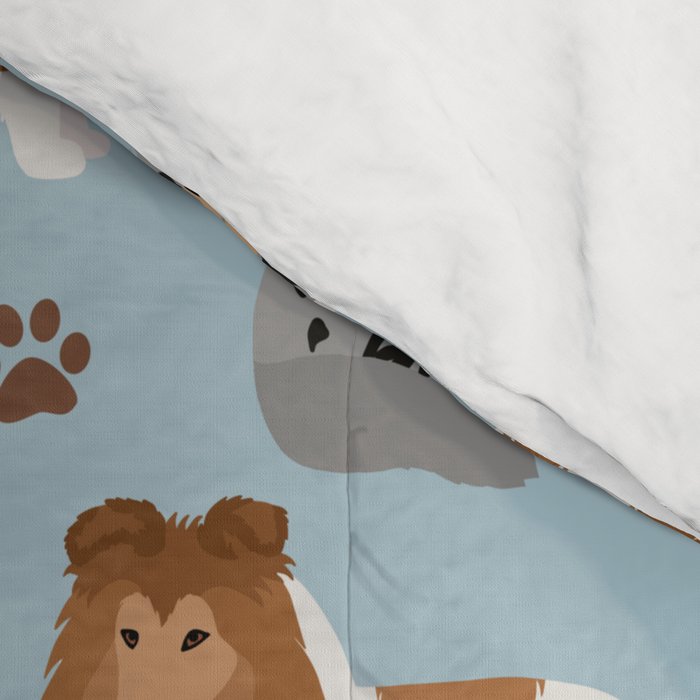 Shetland Sheepdog Sheltie Dog Paws and Bones Pattern Comforter Gallery Image 4