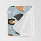 Shetland Sheepdog Sheltie Dog Paws and Bones Pattern Throw Blanket Gallery Image 3