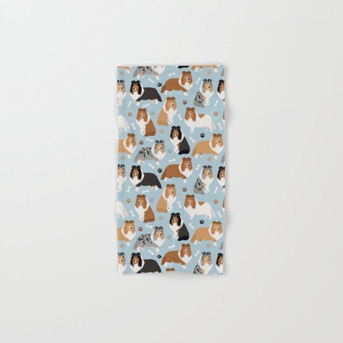 Shetland Sheepdog Sheltie Dog Paws and Bones Pattern Bath Towel Gallery Image 1