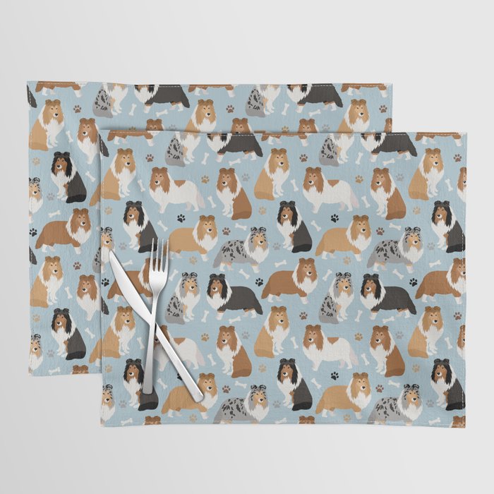 Shetland Sheepdog Sheltie Dog Paws and Bones Pattern Placemat Gallery Image 1